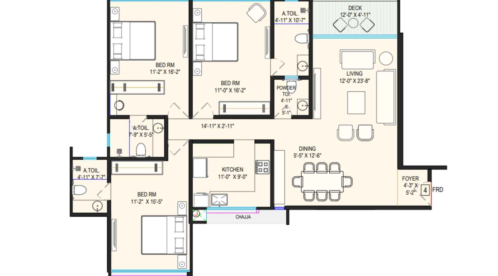 Mesacon-Crown-3BHK-WingA-2-6-floor-1342-sqft