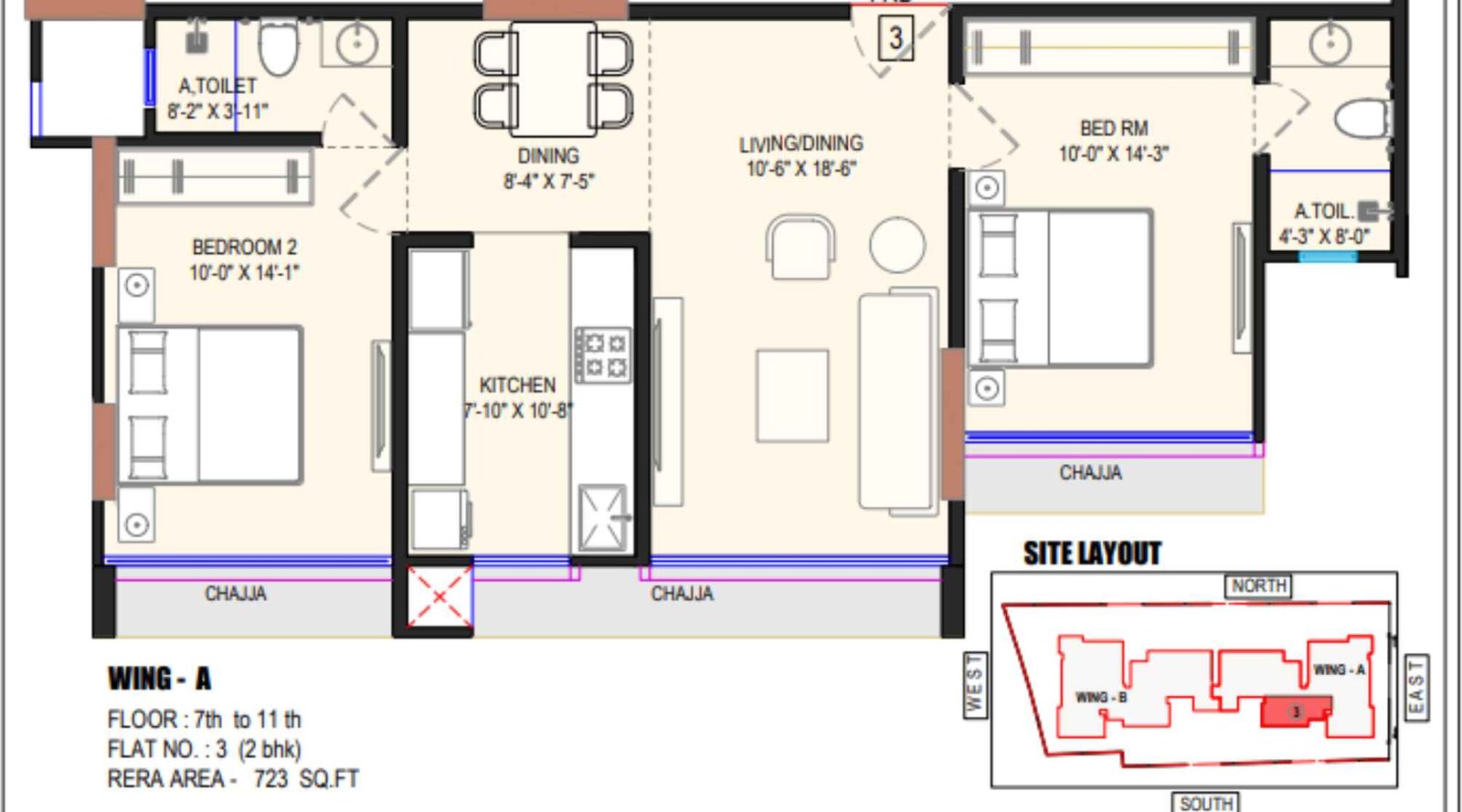 Mesacon-Crown-Floor-plan-2-BHK-Wing-A-723-Sq.ft-7-11-Floor